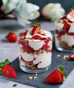Strawberry Parfait Dessert In A Jar